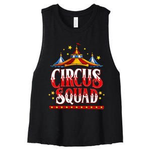 Circus Squad Event Carnival Staff Birthday Party Theme Show Women's Racerback Cropped Tank