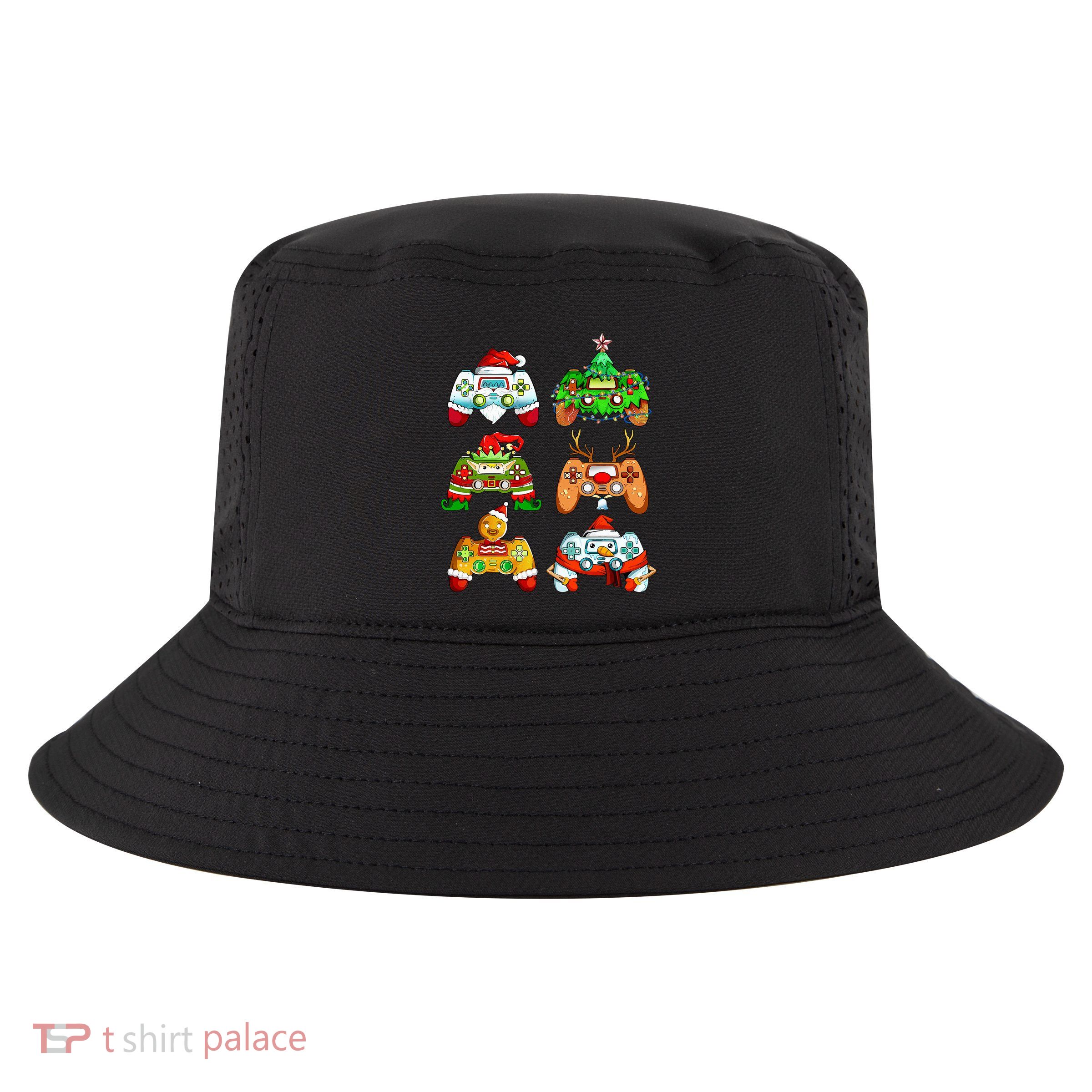 Christmas Santa Elf Gaming Controllers Snowman Cool Comfort Performance Bucket Hat