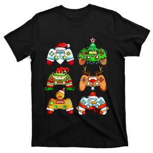 Christmas Santa Elf Gaming Controllers Snowman T-Shirt