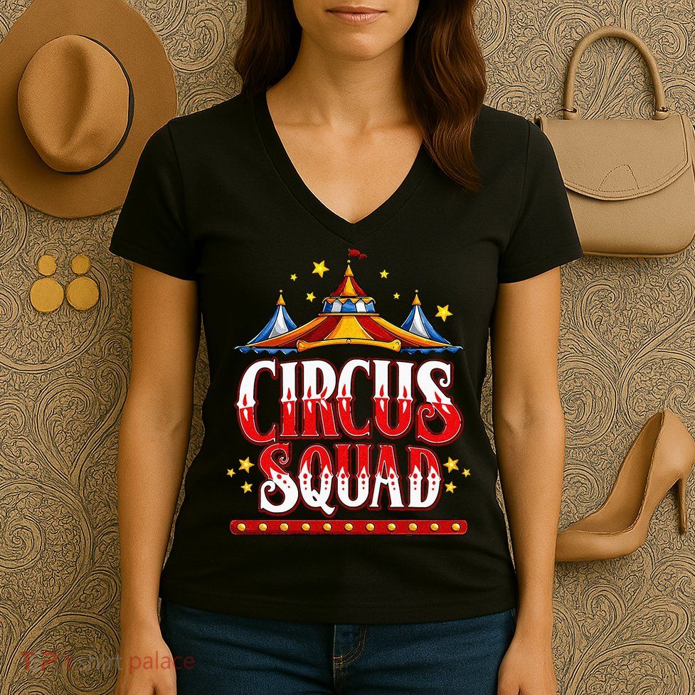 Circus Squad Event Carnival Staff Birthday Party Theme Show Women's V-Neck T-Shirt