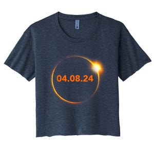 Cool Solar Eclipse 2024 Women's Crop Top Tee