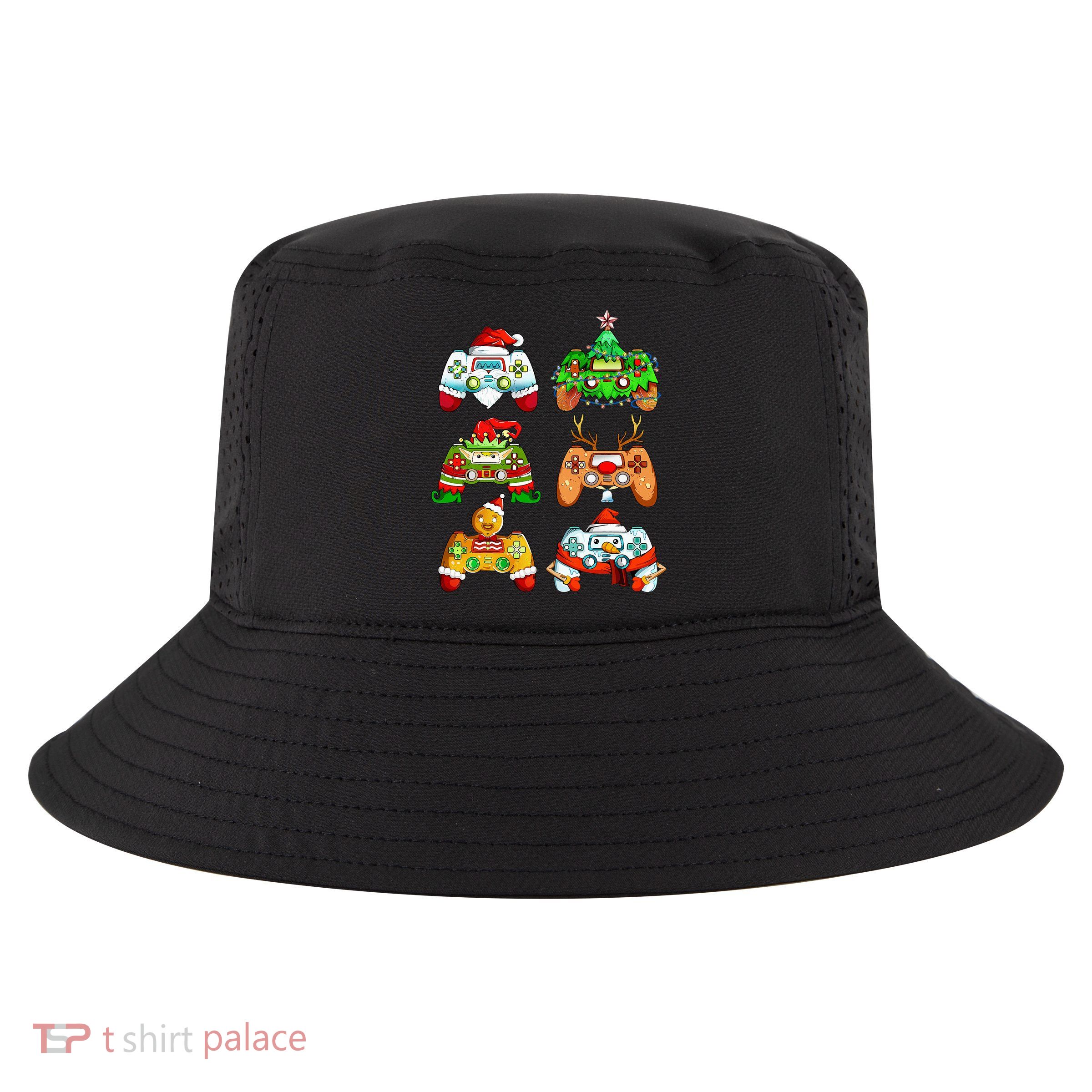 Christmas Santa Elf Gaming Controllers Snowman  Cool Comfort Performance Bucket Hat