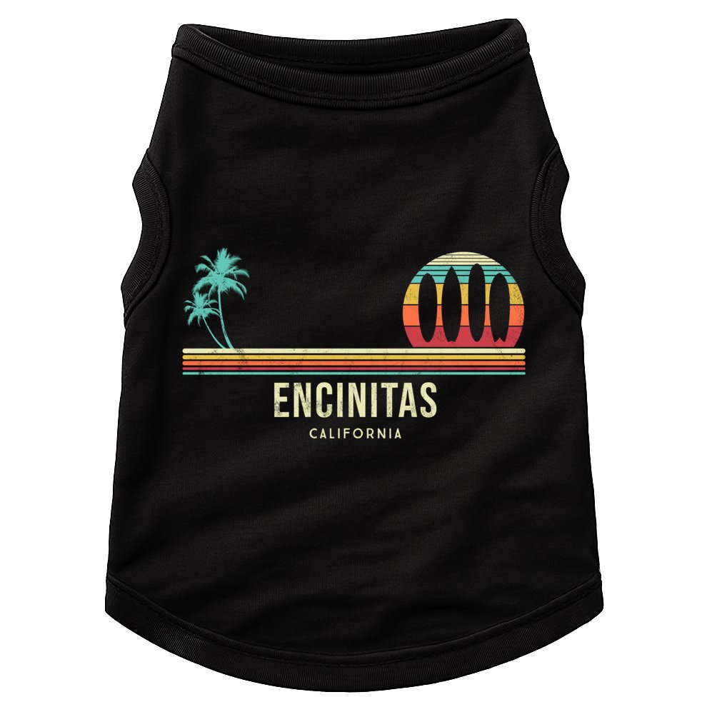 California Surf Encinitas Vintage Surf Board Surfer Meaningful Gift Doggie Tank