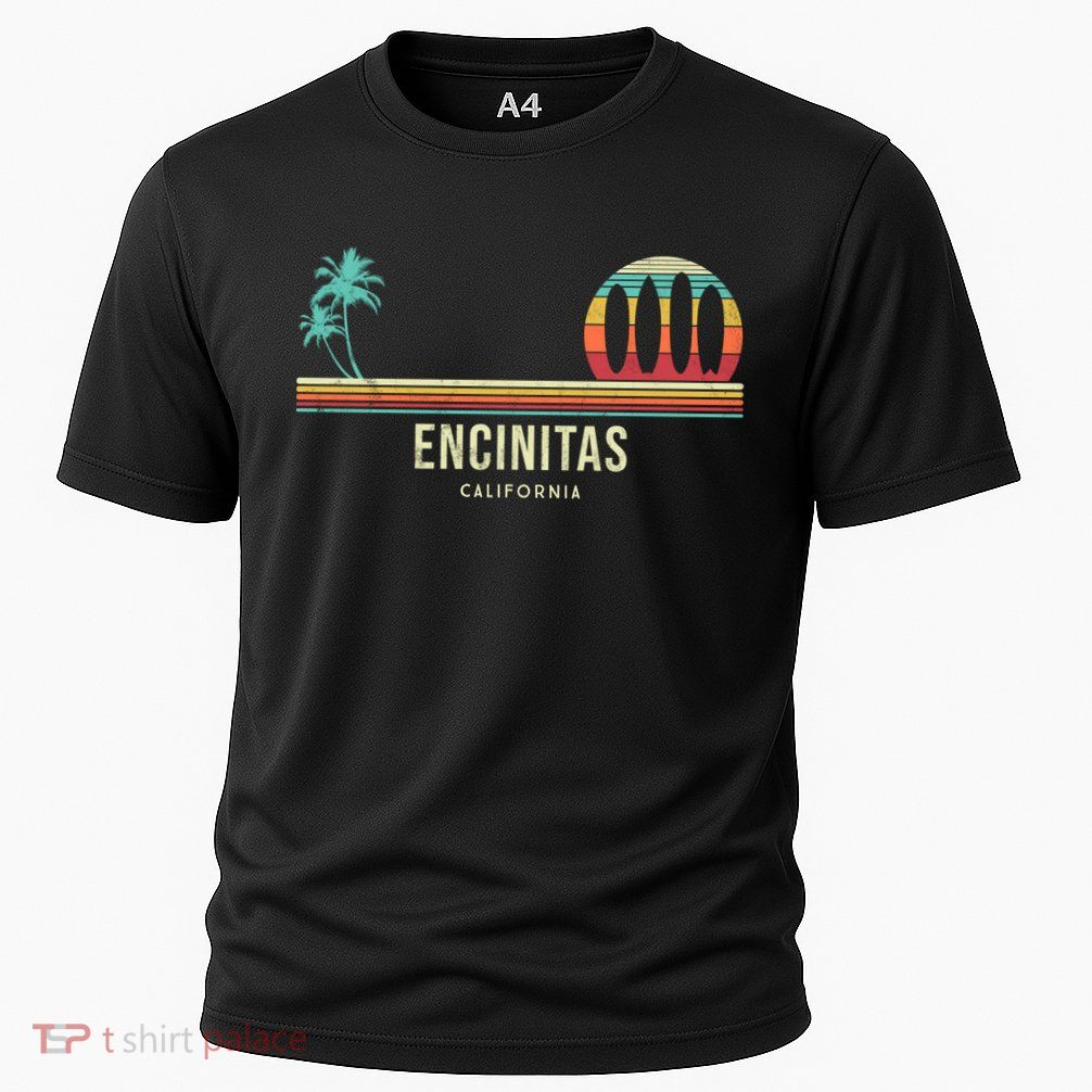 California Surf Encinitas Vintage Surf Board Surfer Meaningful Gift Performance Shirt
