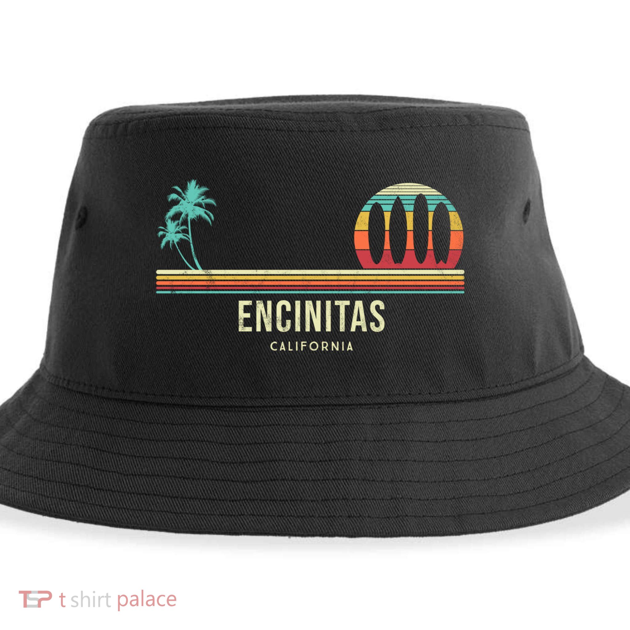 California Surf Encinitas Vintage Surf Board Surfer Meaningful Gift Sustainable Bucket Hat