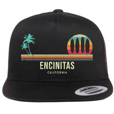 California Surf Encinitas Vintage Surf Board Surfer Meaningful Gift Flatbill Hat