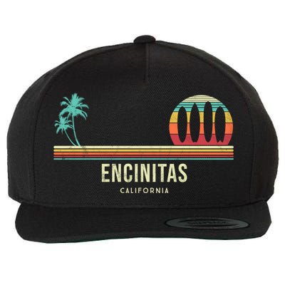 California Surf Encinitas Vintage Surf Board Surfer Meaningful Gift Wool Snapback Cap