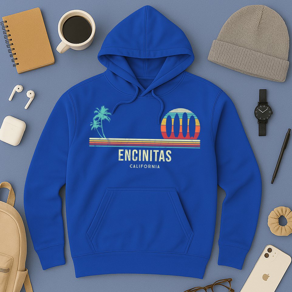 California Surf Encinitas Vintage Surf Board Surfer Meaningful Gift Hoodie