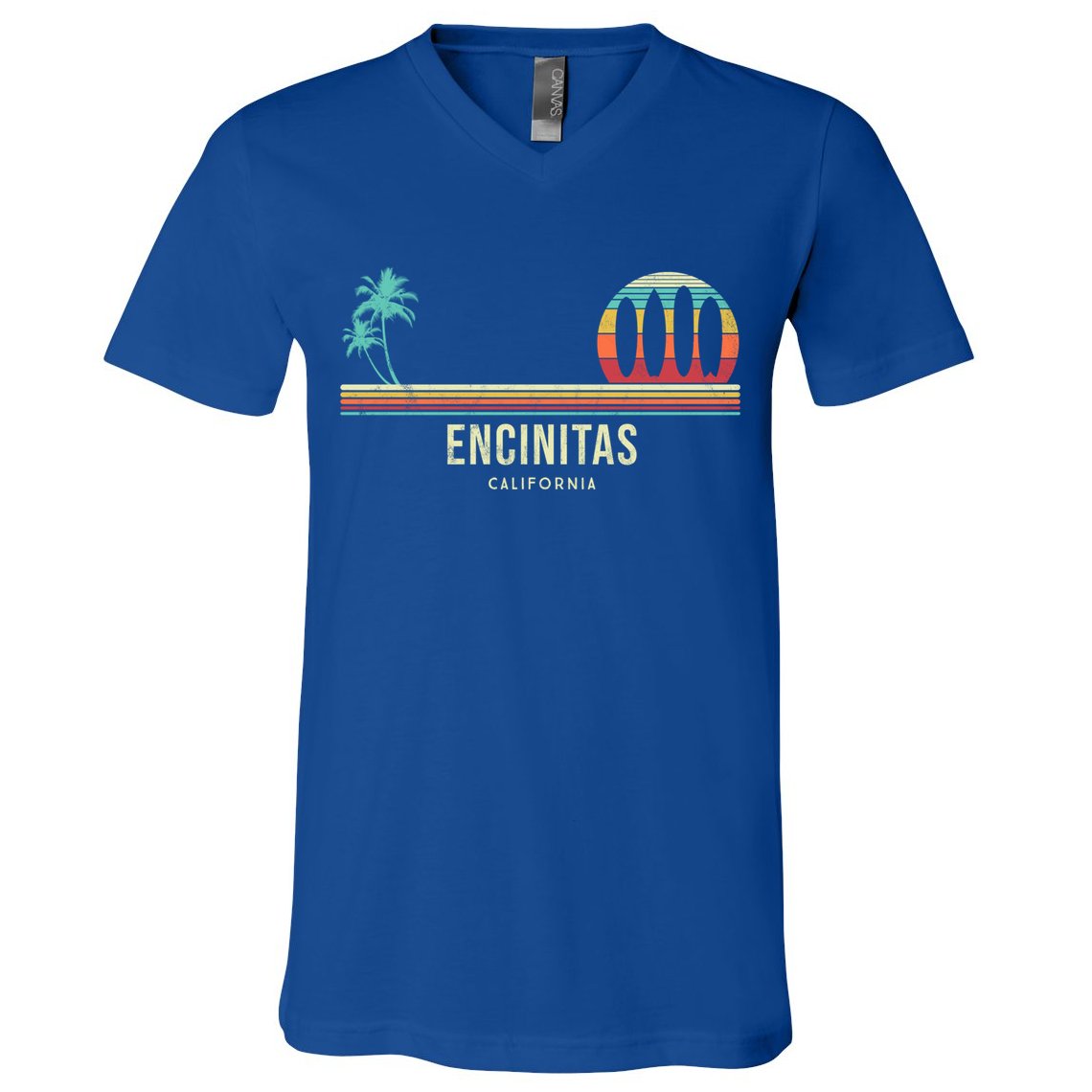 California Surf Encinitas Vintage Surf Board Surfer Meaningful Gift V-Neck T-Shirt