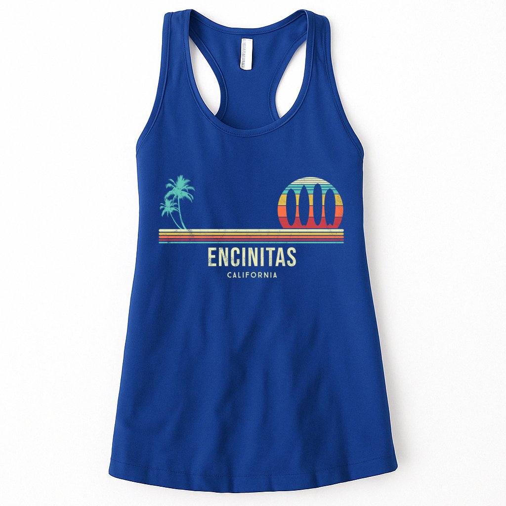 California Surf Encinitas Vintage Surf Board Surfer Meaningful Gift Womens Tank Top