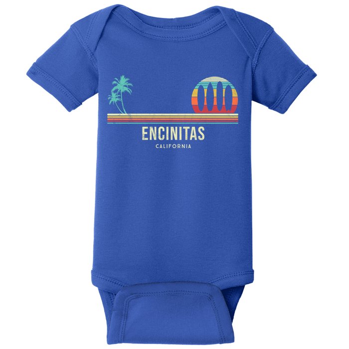 California Surf Encinitas Vintage Surf Board Surfer Meaningful Gift Baby Bodysuit
