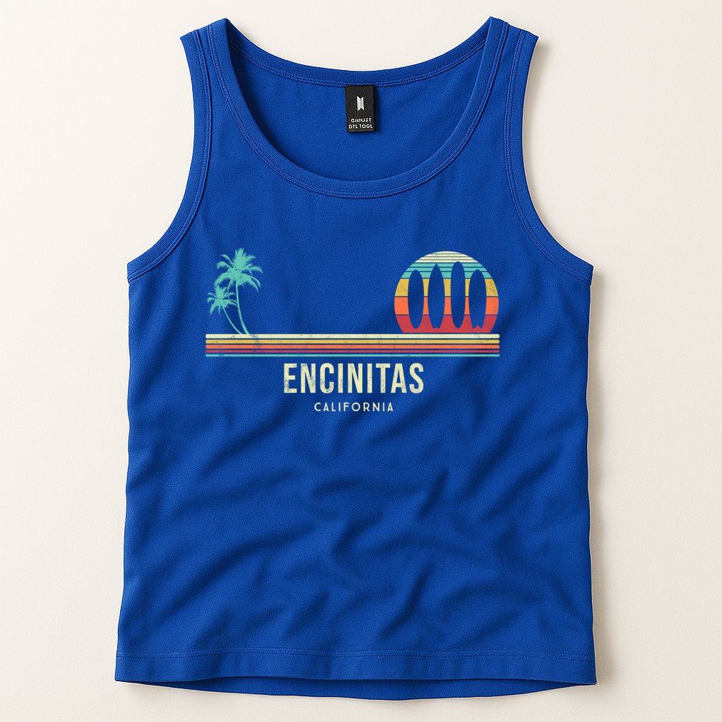 California Surf Encinitas Vintage Surf Board Surfer Meaningful Gift Tank Top