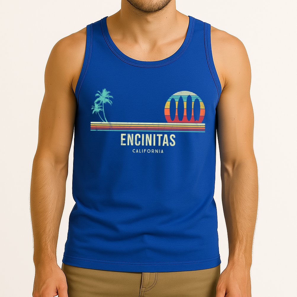 California Surf Encinitas Vintage Surf Board Surfer Meaningful Gift Tank Top