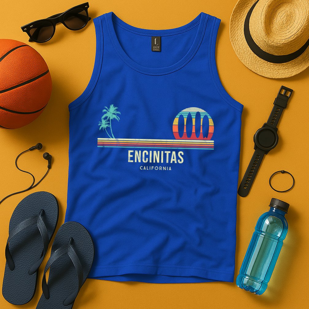 California Surf Encinitas Vintage Surf Board Surfer Meaningful Gift Tank Top