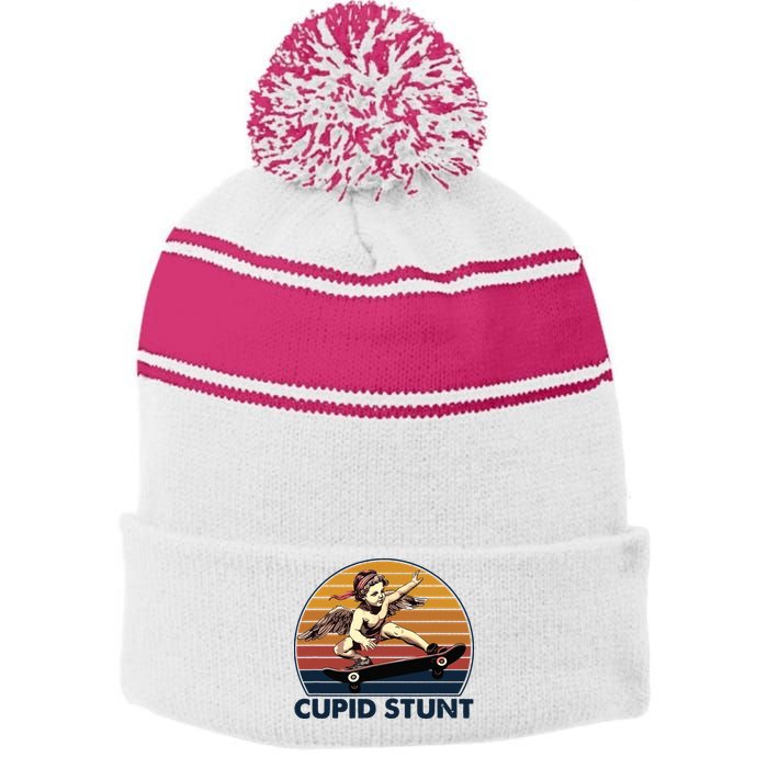Cupid Stunt Embarrassing Stripe Pom Pom Beanie