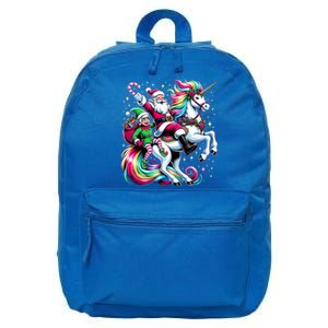 Christmas Santa Elf Riding Unicorn Xmas Gift 16 in Basic Backpack