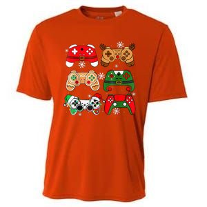 Christmas Santa Elf Gaming Controllers Gamer Xmas Cooling Performance Crew T-Shirt