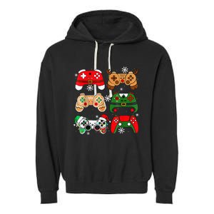 Christmas Santa Elf Gaming Controllers Gamer Xmas Garment-Dyed Fleece Hoodie