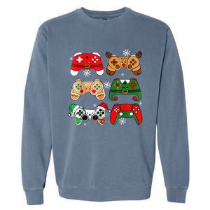 Christmas Santa Elf Gaming Controllers Gamer Xmas Garment-Dyed Sweatshirt