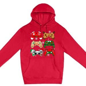 Christmas Santa Elf Gaming Controllers Gamer Xmas Premium Pullover Hoodie