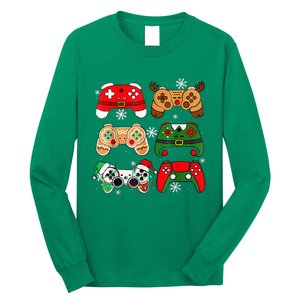 Christmas Santa Elf Gaming Controllers Gamer Xmas Long Sleeve Shirt