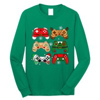 Christmas Santa Elf Gaming Controllers Gamer Xmas Long Sleeve Shirt