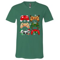 Christmas Santa Elf Gaming Controllers Gamer Xmas V-Neck T-Shirt