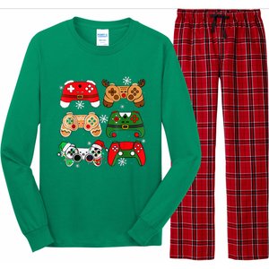 Christmas Santa Elf Gaming Controllers Gamer Xmas Long Sleeve Pajama Set