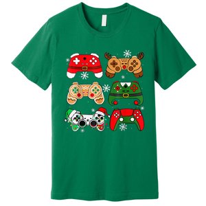 Christmas Santa Elf Gaming Controllers Gamer Xmas Premium T-Shirt