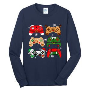 Christmas Santa Elf Gaming Controllers Gamer Xmas Tall Long Sleeve T-Shirt