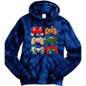 Christmas Santa Elf Gaming Controllers Gamer Xmas Tie Dye Hoodie