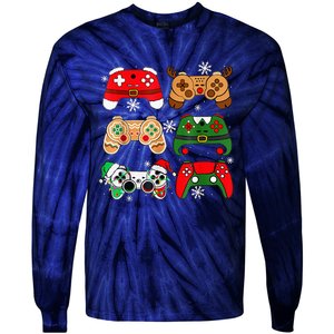 Christmas Santa Elf Gaming Controllers Gamer Xmas Tie-Dye Long Sleeve Shirt