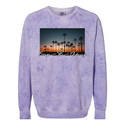 Cute Summer Escape Palm Trees Sunset Vibes Colorblast Crewneck Sweatshirt