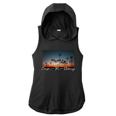 Cute Summer Escape Palm Trees Sunset Vibes Ladies PosiCharge Tri-Blend Wicking Draft Hoodie Tank