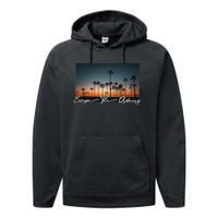 Cute Summer Escape Palm Trees Sunset Vibes Performance Fleece Hoodie