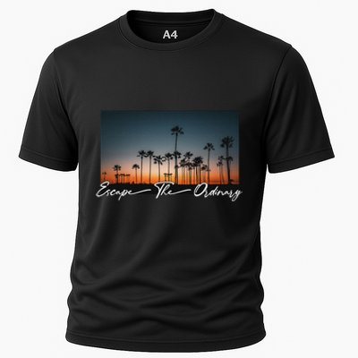 Cute Summer Escape Palm Trees Sunset Vibes Cooling Performance Crew T-Shirt