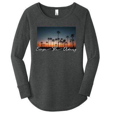 Cute Summer Escape Palm Trees Sunset Vibes Women's Perfect Tri Tunic Long Sleeve Shirt