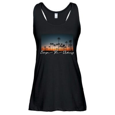 Cute Summer Escape Palm Trees Sunset Vibes Ladies Essential Flowy Tank