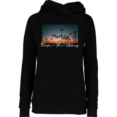 Cute Summer Escape Palm Trees Sunset Vibes Womens Funnel Neck Pullover Hood