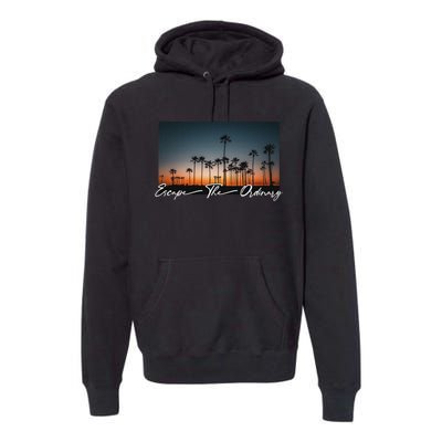 Cute Summer Escape Palm Trees Sunset Vibes Premium Hoodie