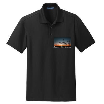 Cute Summer Escape Palm Trees Sunset Vibes Dry Zone Grid Polo