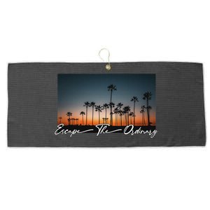 Cute Summer Escape Palm Trees Sunset Vibes Large Microfiber Waffle Golf Towel