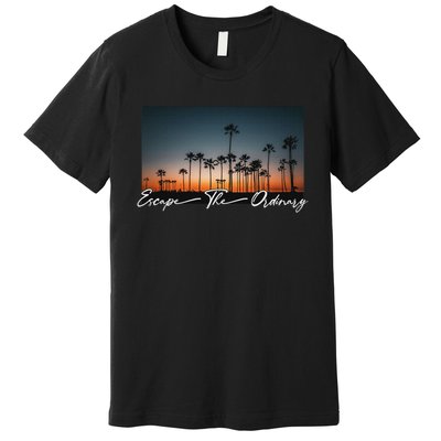 Cute Summer Escape Palm Trees Sunset Vibes Premium T-Shirt