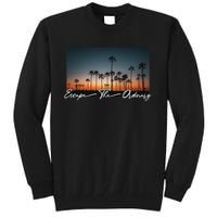 Cute Summer Escape Palm Trees Sunset Vibes Tall Sweatshirt