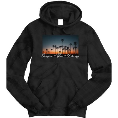 Cute Summer Escape Palm Trees Sunset Vibes Tie Dye Hoodie