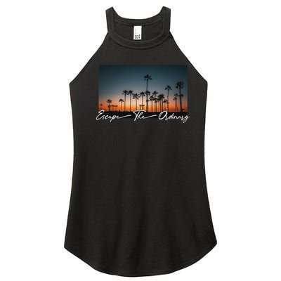 Cute Summer Escape Palm Trees Sunset Vibes Women’s Perfect Tri Rocker Tank