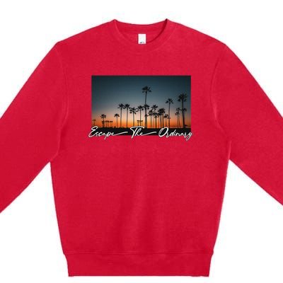 Cute Summer Escape Palm Trees Sunset Vibes Premium Crewneck Sweatshirt