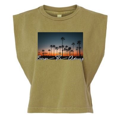 Cute Summer Escape Palm Trees Sunset Vibes Garment-Dyed Women's Muscle Tee