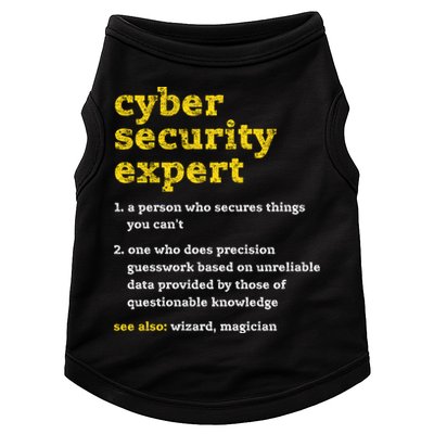 Cyber Security Expert Definition Distressed Computer Geek Gift Doggie Tank