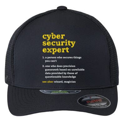 Cyber Security Expert Definition Distressed Computer Geek Gift Flexfit Unipanel Trucker Cap